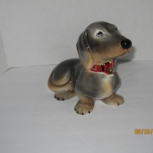 Dachshund Ceramic Cookie/Candy Jar Air Brush Grey and Tan