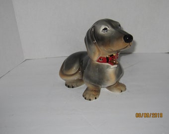 New Dachshund Ceramic Cookie/Candy Jar Air Brush Grey and Tan