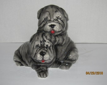 Shar-Pei Dog and Puppy Figurine