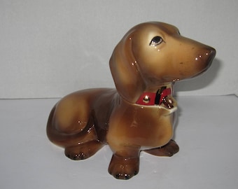 Dachshund Ceramic Cookie/Candy Jar Air Brush Reddish and Gold