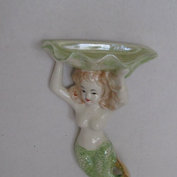 Wall Mermaid Soap Dish with Flowers Painted