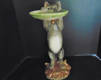Standing Ceramic Cat Bird Feeder