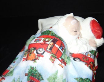 Sleeping Santa Candy Dish with cloth decoupage Blanket