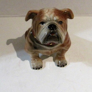 Air Brush Bull Dog Figurine Brown & White image 1