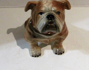Air Brush Bull Dog Figurine Brown & White