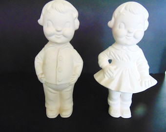 Vintage 1960s Campbells Soup 10in. Figurines in Bisque Ready to Paint