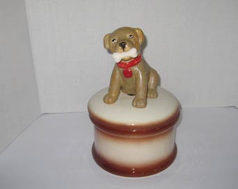 Labrador Puppy with Bone Cookie Jar