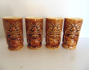 VTG Tiki Mug- Set of Four from a 1970 Mold
