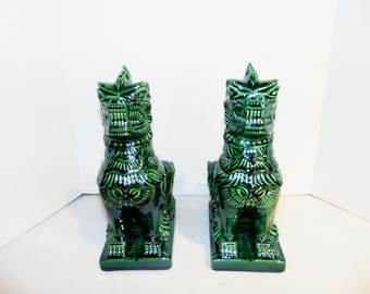 Foo Dog Guardian Lion-Hand made and Glaze. Left and Right