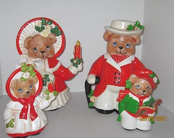 Carolers Christmas Bear Family in Ceramics