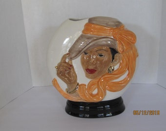 Art Deco Vase Cameo Lady Face accented in Gold