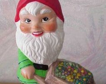 Garden Gnome with Flower cart