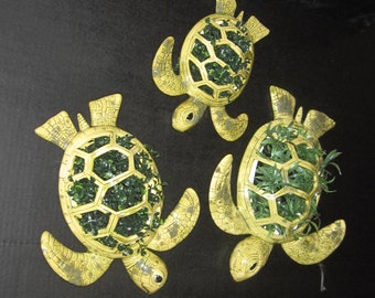 Loggerhead Turtles (Set of 3) Hand Crafted in Ceramic and Ready to Hang.