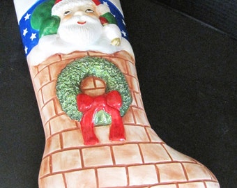 Ceramic Christmas Sock Planter