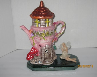 Ceramic Enchanted Fairy Cottage Tea Light Holder