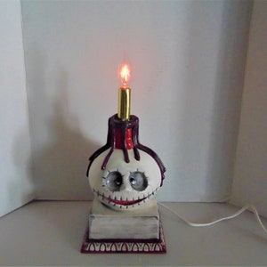 Halloween Ceramic Ghost Head with Flicker Candle all Electric
