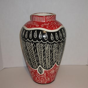 Vintage Intricate Hand Carved Greek Geometric Vase