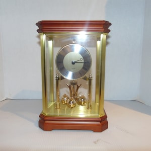 Mantel or Shelf Clock Wood and Glass