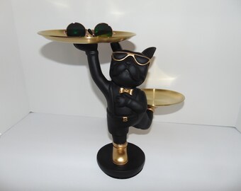 French Bulldog with Decorative Tray