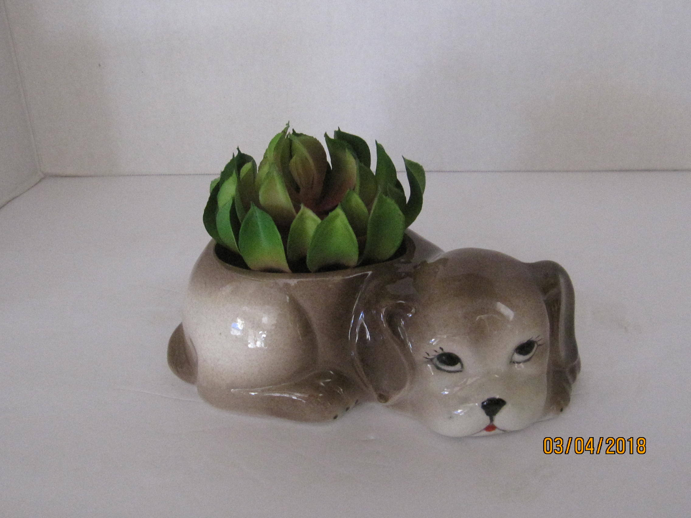 Dog Planter Ceramic, Handmade,Succulent or Plant Pot