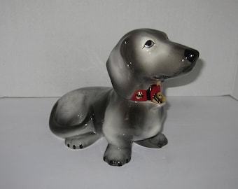 Ceramic Dachshund Cookie/Candy Jar Black and White