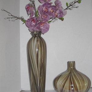 Vintage Set of Murano Glass Vases Marble Swirl.