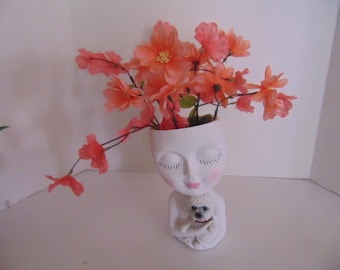 Girl with Cat or Dog Planter