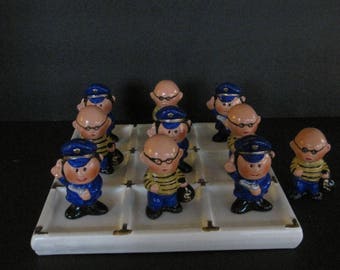 Vintage Ceramic Tic Tac Roe Cops and Robbers.