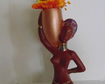 Ceramic Woman Figural Vase Planter