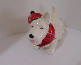 White  Scottie Dog Ceramic Cookie Jar