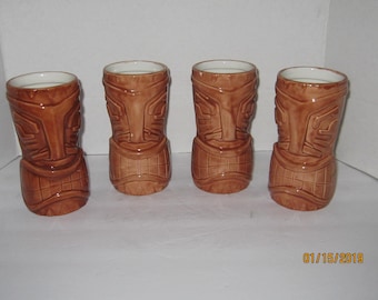 Set of Four Tiki Glasses