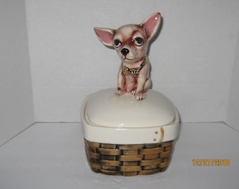 Chihuahua Cookie Jar with Custom Basket