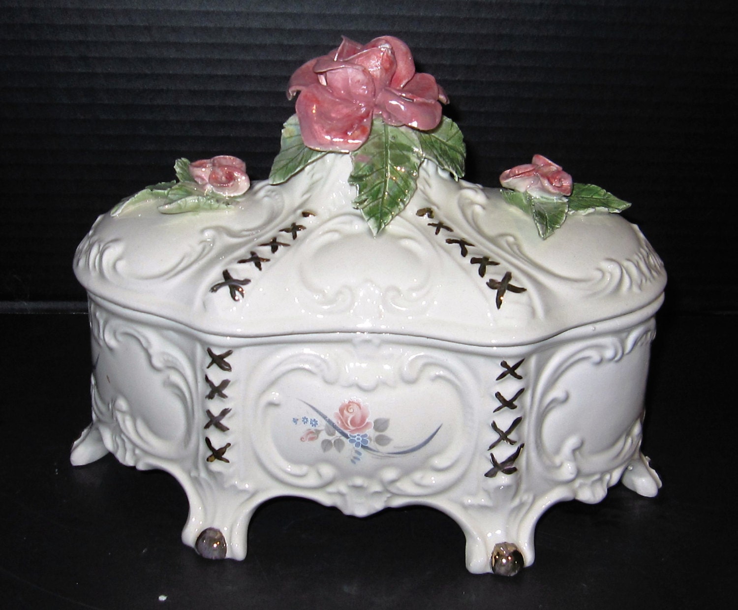 Ceramic Floral Trinket Box