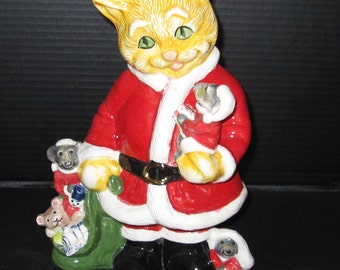Orange Taby with Santa Suit Figurine