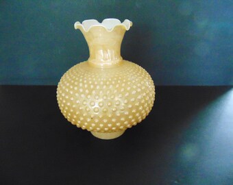 Glass Hobnail Hurricane Lamp Shade - Ruffled Top -