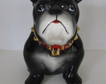 Bull Dog Cookie Jar Black and White
