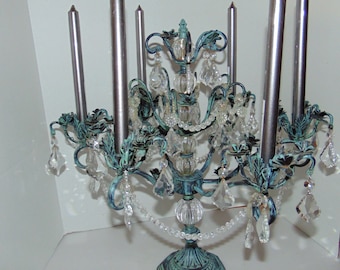 Vintage Chic Table Crystal Chandelier with 6 Candles