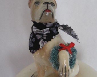 Boxer Cookie Jar Ready for Christmas