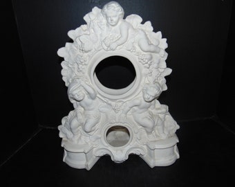 Ceramic Bisque Cherub Clock with Grapes and Leaves U-Paint Ready to Paint