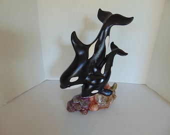 Orcas Mother and Calf Killer Whales Figurine