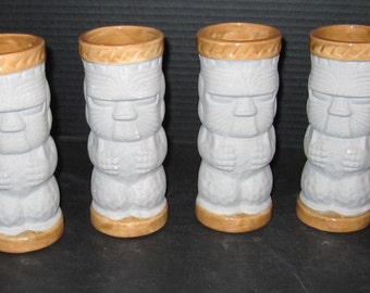 Set of four 8 inches height Tiki Glasses