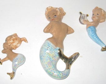 Wall Mermaid Light Blue with Her Helpers