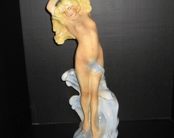 Ceramic Nude Naked Woman Among the Waves