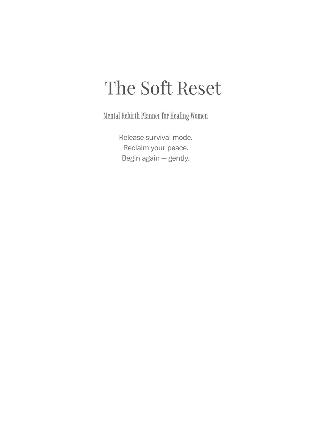 The Soft Reset | Mental Health Planner for Women | Healing Journal ...