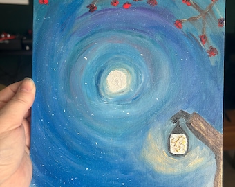 Path to the afterlife , signed artwork on canvas board