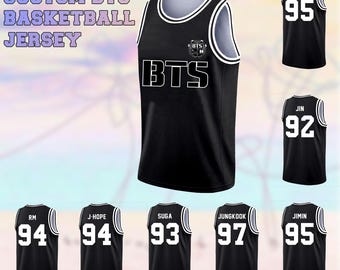 Custom BTS Inspired Basketball Jersey Personalized Gift Kpop Fan Shirt Custom Name Number Black Sports Jersey Concert Outfit