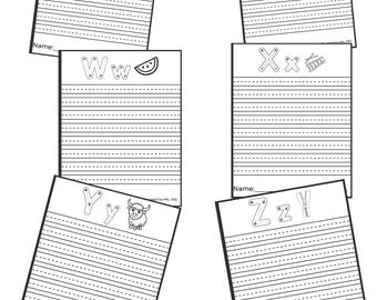 Alphabet Tracing Worksheets U–Z | Preschool & Kindergarten Letter Practice | Printable Handwriting Pages