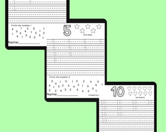 Numbers 1–10 Tracing Worksheets Printable | Preschool Number Recognition & Counting Practice | Kindergarten Math Worksheets