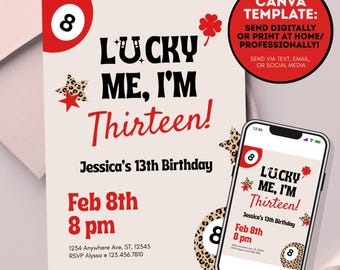 Leopard Print 13th Birthday Invitation, Teen Girl Party (Editable Template/Digital Download)