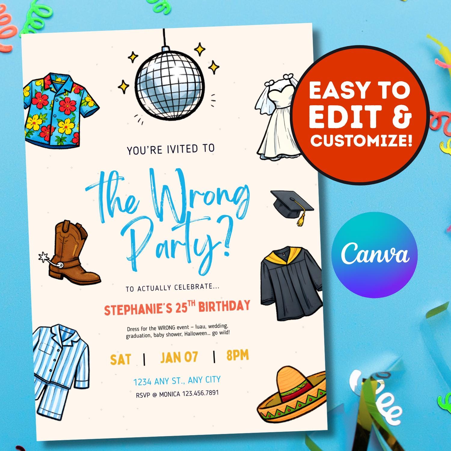 Wrong Event Party Invitation | Wrong Party Invite | Dress-up Theme ...